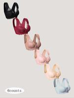 Women's Contrast Lace Hook & Eye Front Push Up Bra, Soft Casual Comfortable Elegant Breathable Wireless Lingerie Top for Dail...