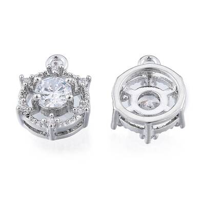 Brass Micro Pave Clear Cubic Zirconia Charms