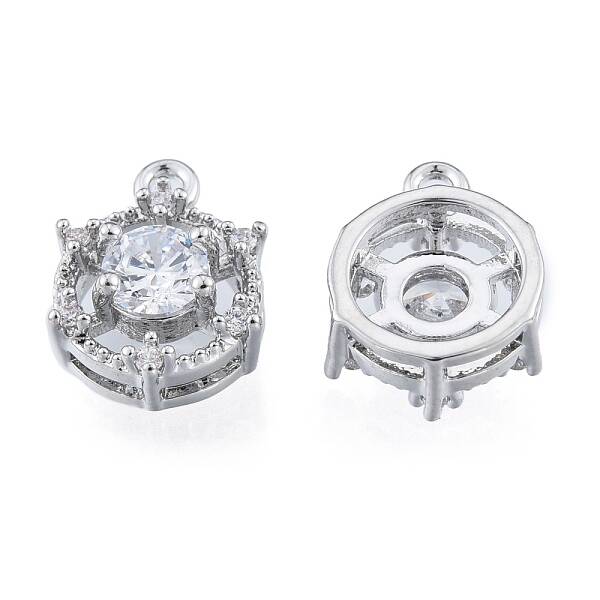 Brass Micro Pave Clear Cubic Zirconia Charms