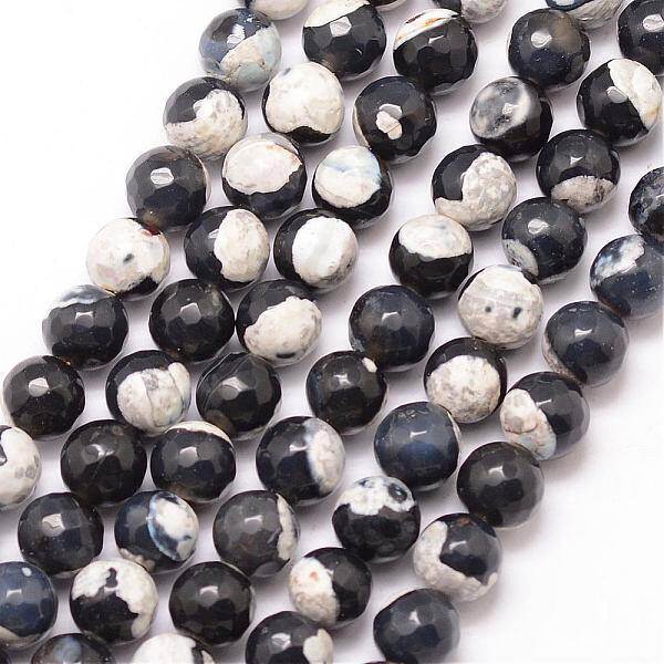 Natural Fire Crackle Agate Bead Strands