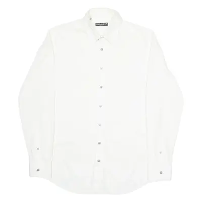 DOLCE & GABBANA Mens Plain Shirt Cream Long Sleeve L