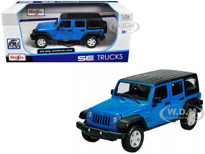 2015 Jeep Wrangler Unlimited Blue with Black Top SE Trucks Series 1/24 Diecast Model Car by Maisto