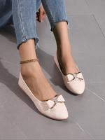 Women's Fashionable Bowknot Decorated Flat Shoes, Casual Comfortable Pointed Toe Walking Shoes for Daily Wear, Lightweight Br...