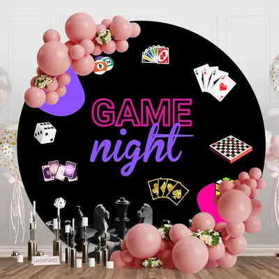 Game Night Cards Uno Round Happy Birthday Backdrop - Aperturee