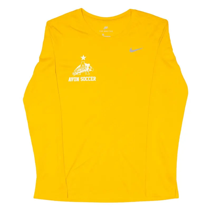 NIKE Avon Soccer DRI FIT T-Shirt Yellow Long Sleeve Womens M