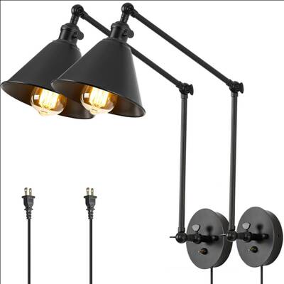 Wall Light Tall Wall Sconce Brass Black Swing Arm Indoor Lighting -Set Of Two