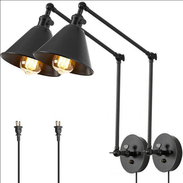 Wall Light Tall Wall Sconce Brass Black Swing Arm Indoor Lighting -Set Of Two