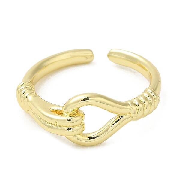 Rack Plating Brass Hollow Teardrop Open Cuff Ring for Women