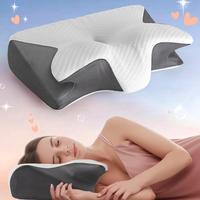 Ergonomic Neck Pillow, 1 Count Adjustable Memory Foam Pillow, Neck Support Pillow for Side Sleeping, Back Sleeping, Travel, D...