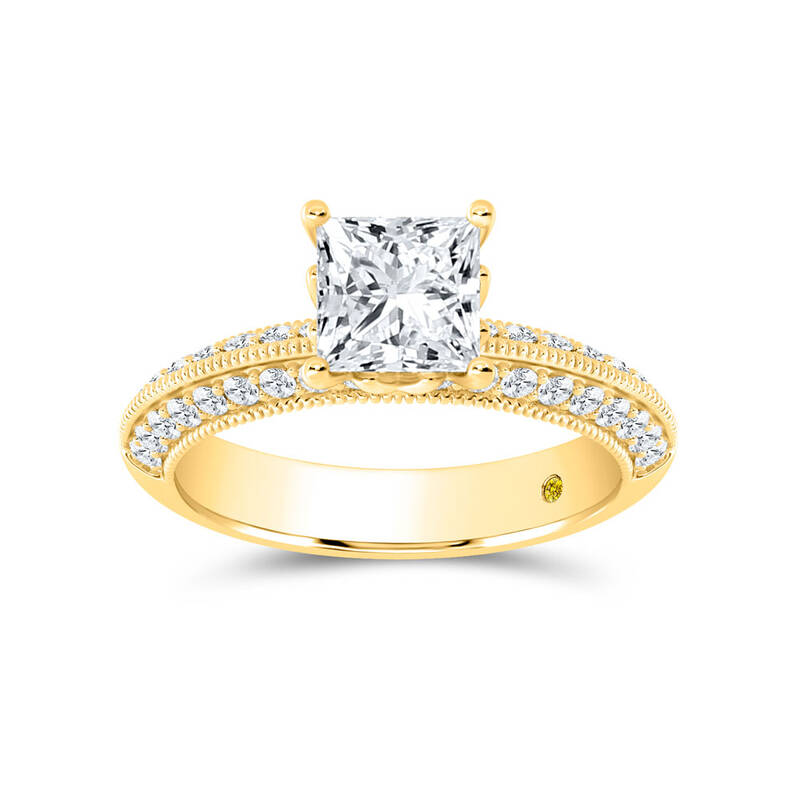 Aether Vintage Inspired Lotus Basket Princess Cut Lab Diamond Engagement Ring | 18K Yellow Gold 2 3/4 CT. TW.