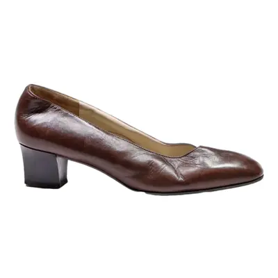 BALLY Pump Heels Brown Leather Womens UK 4.5