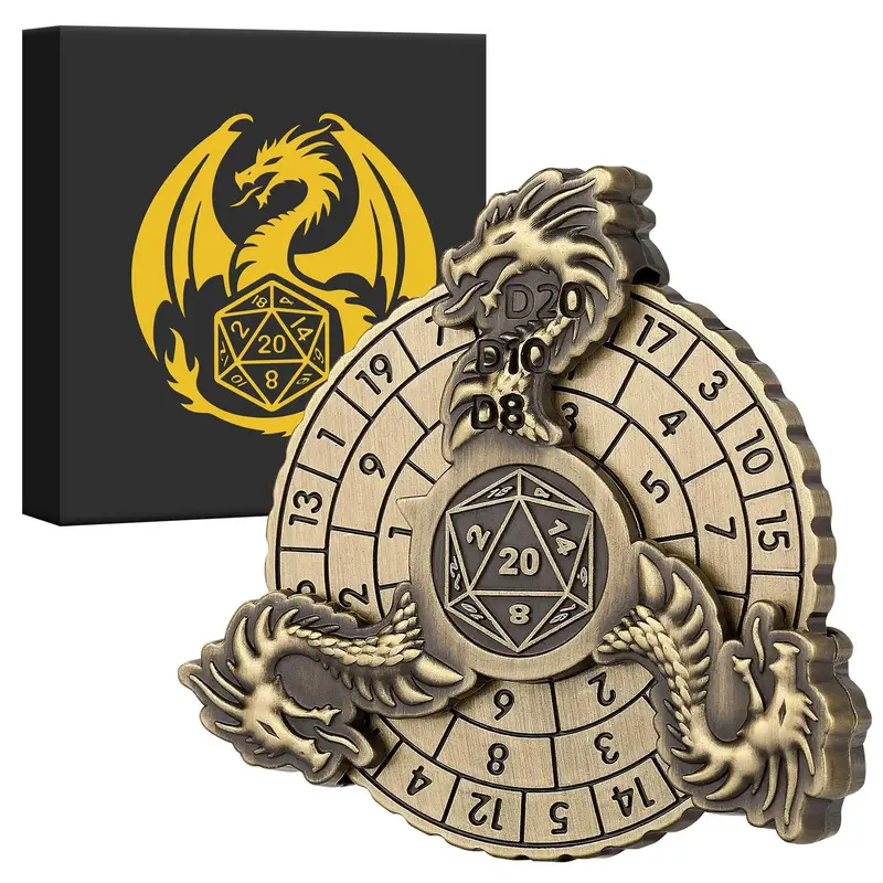 Dragon Metal Dice, 1 Count 7 in 1 Dragon Metal Dice, DND Dice Gift with Box, Role Playing Board Game Accessories