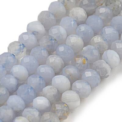 Faceted Rondelle Natural Blue Lace Agate Beads Strands