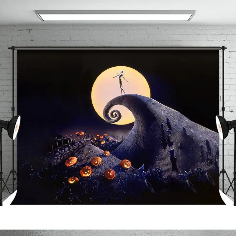 Nightmare Mountain Moon Halloween Pumpkin Backdrop - Aperturee