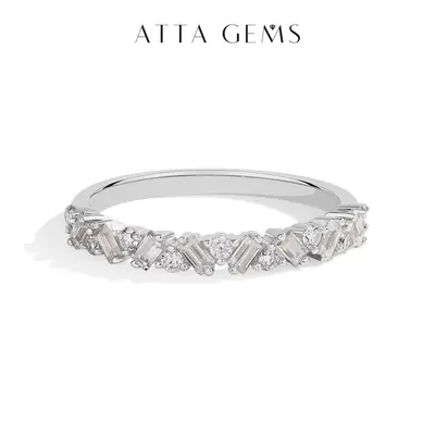 Sparkling Synthetic Moissanite Rings for Women D Color VVS1 Baguette Matching Wedding Band Engagement Jewelry Gift R224