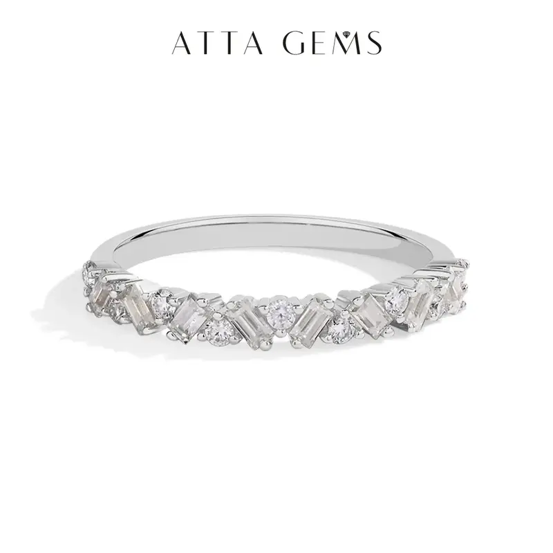 Sparkling Synthetic Moissanite Rings for Women D Color VVS1 Baguette Matching Wedding Band Engagement Jewelry Gift R224