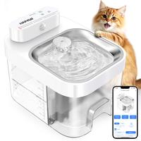HAPAW Cat Water Fountain, 5000mAh Battery, Indoor & 2.4G Wi-Fi, Separated Clean & Waste Water, No Filter, Plug-in Automatic D...