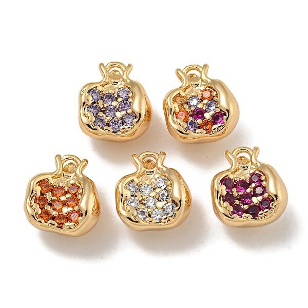Brass Micro Pave Clear Cubic Zirconia Charms
