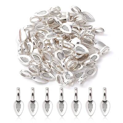 Tibetan Style Alloy Glue-on Flat Pad Bails for Pendants Making
