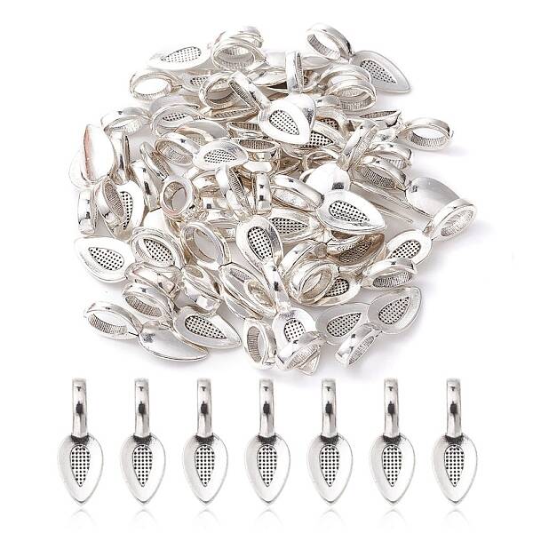 Tibetan Style Alloy Glue-on Flat Pad Bails for Pendants Making
