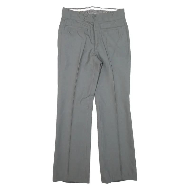 Pleated Trousers Grey Regular Straight Womens W28 L29