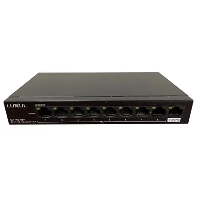 SW-100-08P Luxul 8 Port Gb PoE+ Switch w/ Uplink 92W