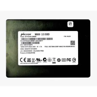 Micron MTFDDAK128MBF-1AN12A | RealSSD M600 128GB Multi-Level Cell SATA 6Gb/s NAND Flash (SED) 2.5-Inch Solid State Drive