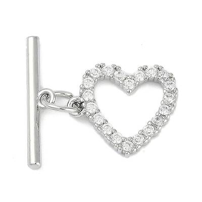 Brass Micro Pave Clear Cubic Zirconia Toggle Clasps