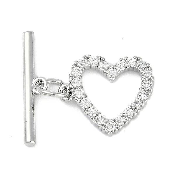 Brass Micro Pave Clear Cubic Zirconia Toggle Clasps