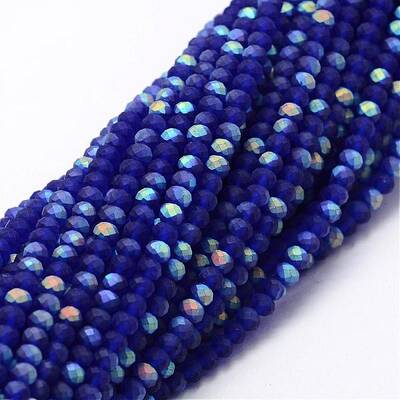 Half AB Color Plated Faceted Rondelle Glass Bead Strands