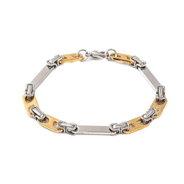 201 Stainless Steel Rectangle Byzantine Chain Bracelets