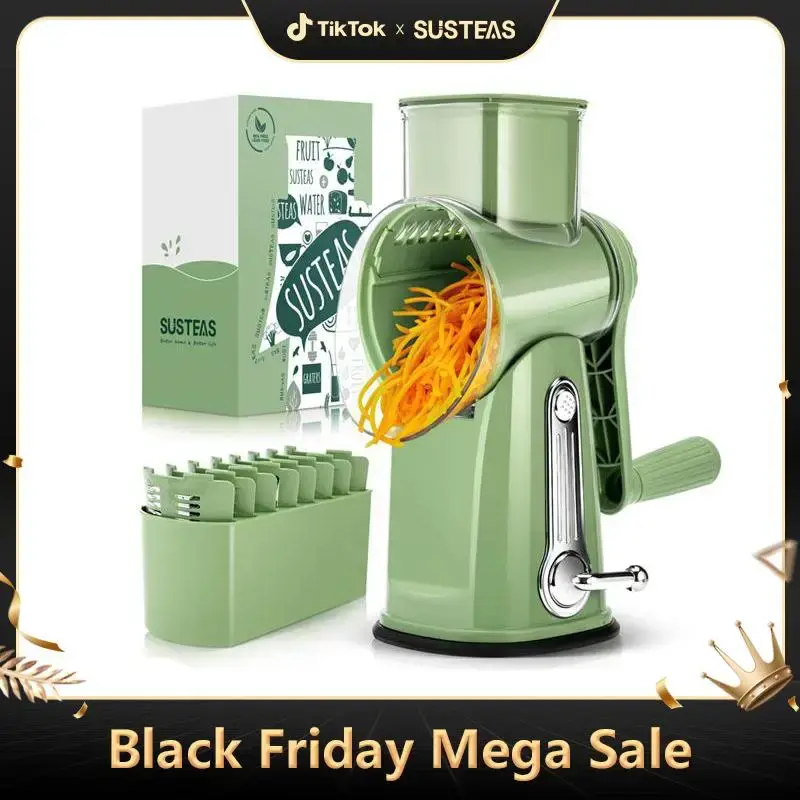 SUSTEAS Mother's Day Rotary Cheese Graterwith Handle for Kitchen - Food Chopper andVegetable Grater Rotary with 5 Well-Design...