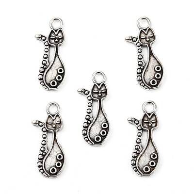 Tibetan Style Alloy Kitten Pendant Settings for Enamel