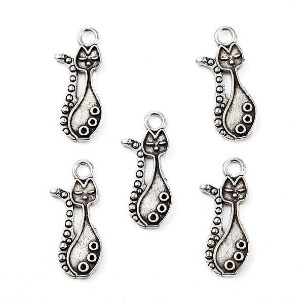 Tibetan Style Alloy Kitten Pendant Settings for Enamel
