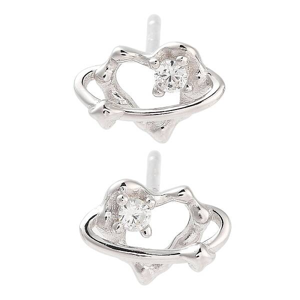 925 Sterling Silver Micro Pave Clear Cubic Zirconia Stud Earrings for Women