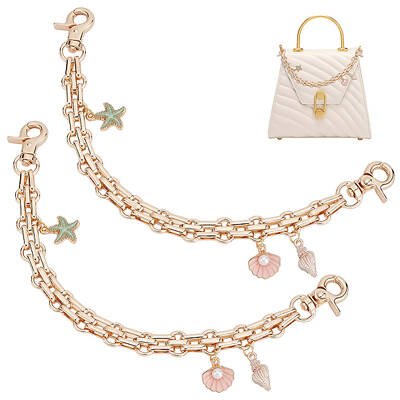 2Pcs Ocean Theme Alloy Enamel Starfish & Shell Shape Charm Purse Strap Extenders