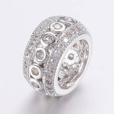 Brass Micro Pave Cubic Zirconia Beads