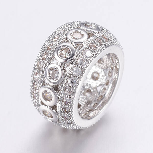 Brass Micro Pave Cubic Zirconia Beads
