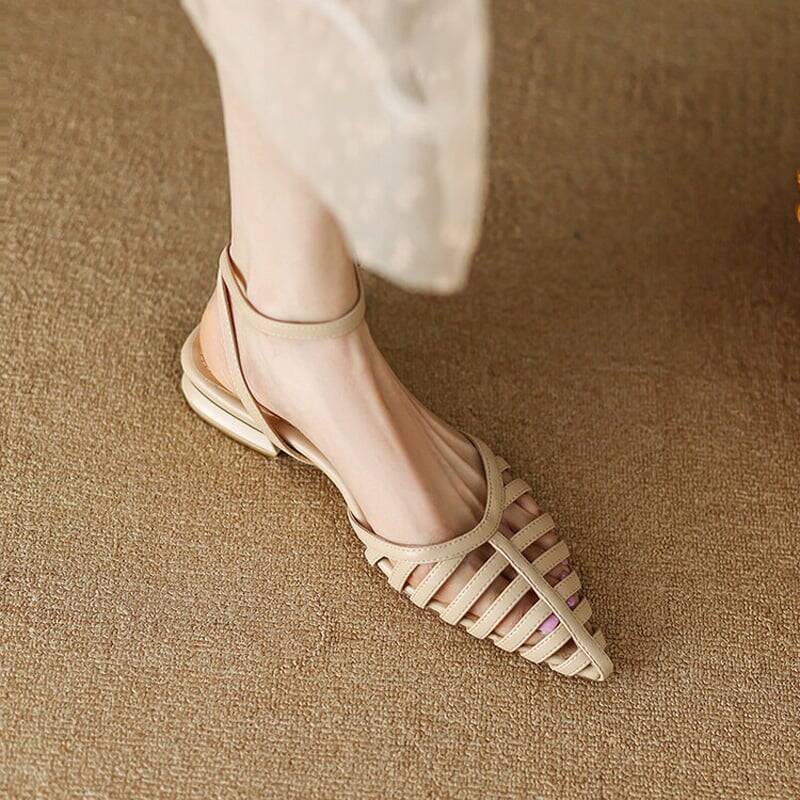 CHIKO Goratze Pointy Toe Block Heels Flats Sandals