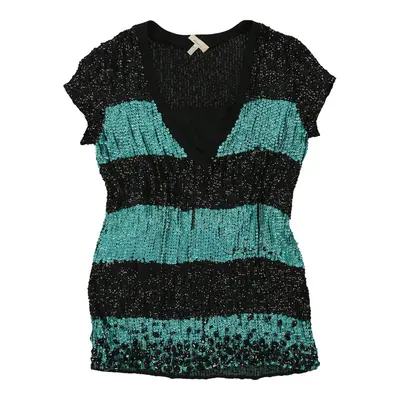 Pinko Striped Sequin Top - Medium Blue Polyester