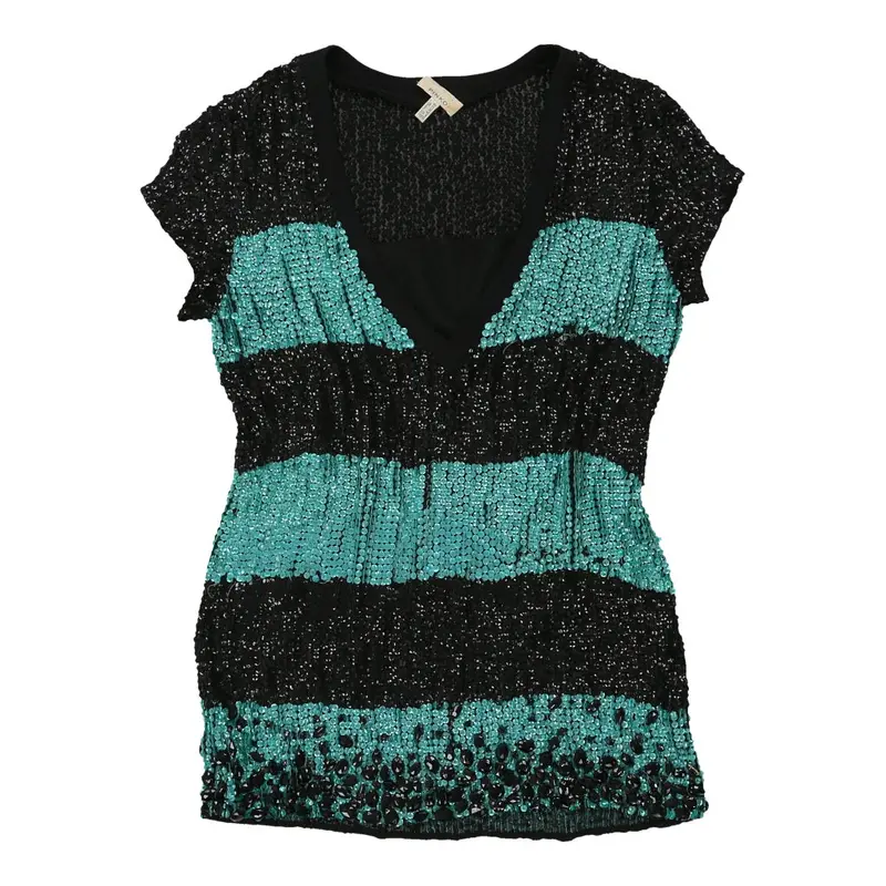Pinko Striped Sequin Top - Medium Blue Polyester