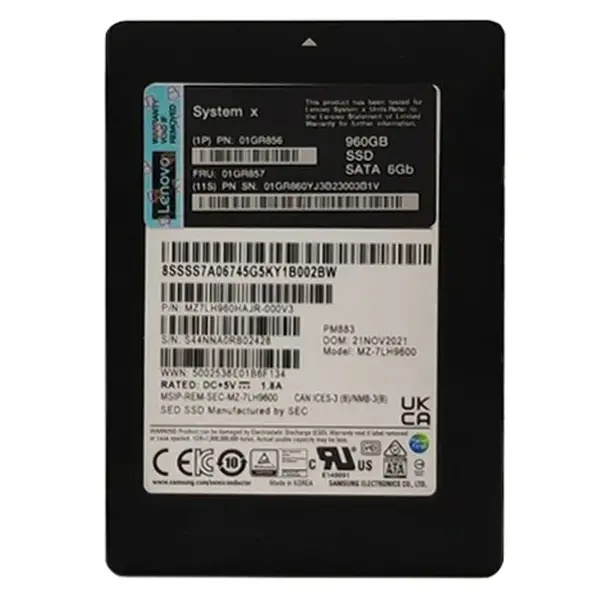 01GR856 Lenovo 960GB Triple-Level Cell SATA 6Gb/s Hot Swappable 3.5-Inch Solid State Drive