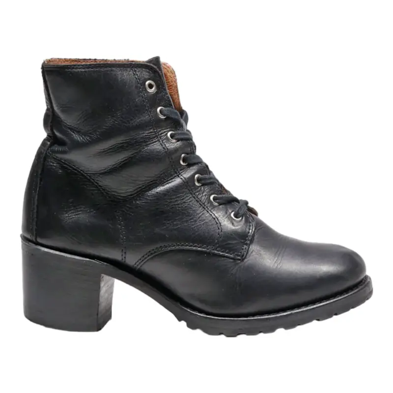 FRYE Lace-Up Boots Black Leather Womens UK 7