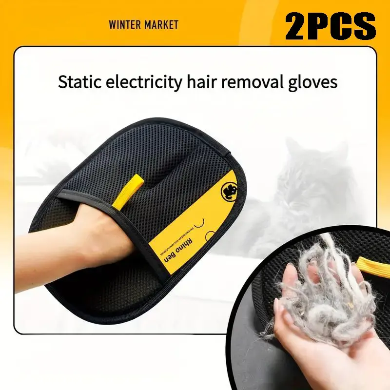 2-pack Pet hair remover Two-way brush sticky hair remover Cat hair dog hair glover, pet grooming home cleaning pet hair glove...