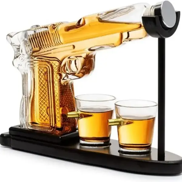 High-Quality Gun-Shaped Whiskey Decanter Set with Bullet Glasses – Perfect Holiday & Birthday Gift for Dad, Husband, or Boy...