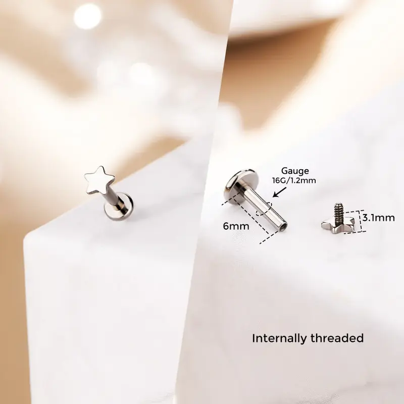 Cute Shape Titanium Internally Threaded  Helix Stud - Star