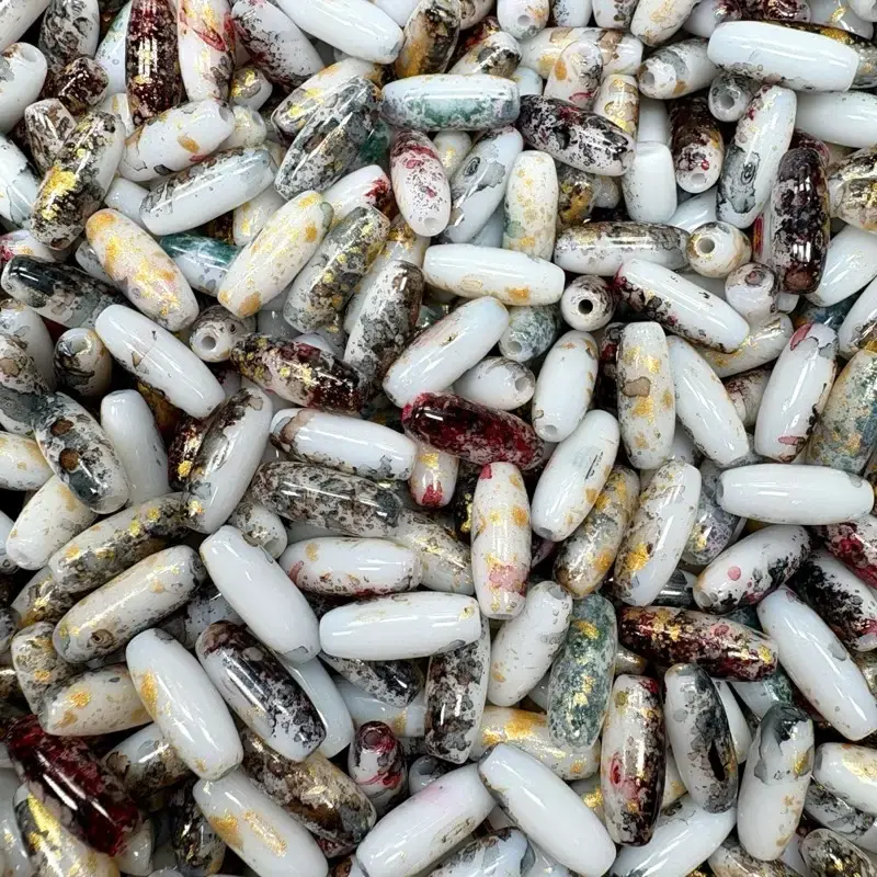 C. Tube Shape Porcelain/Glass Beads  Beads Mix. 160ML