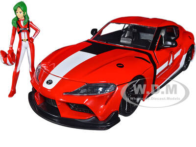 2020 Toyota Supra Red with Graphics and Miriya Sterling Diecast Figurine Robotech Hollywood Rides Series 1/24 Diecast Mod...