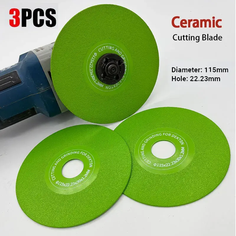 Ceramic Cutting Blade 3PCS 115mm Diamond Saw Blades for Cutting & Grinding Tile Marble 45 Degree Chamfered Abrasive Tools 115...