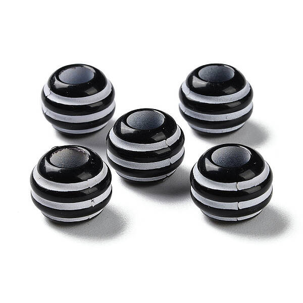 Spray Printed Opaque Acrylic European Beads